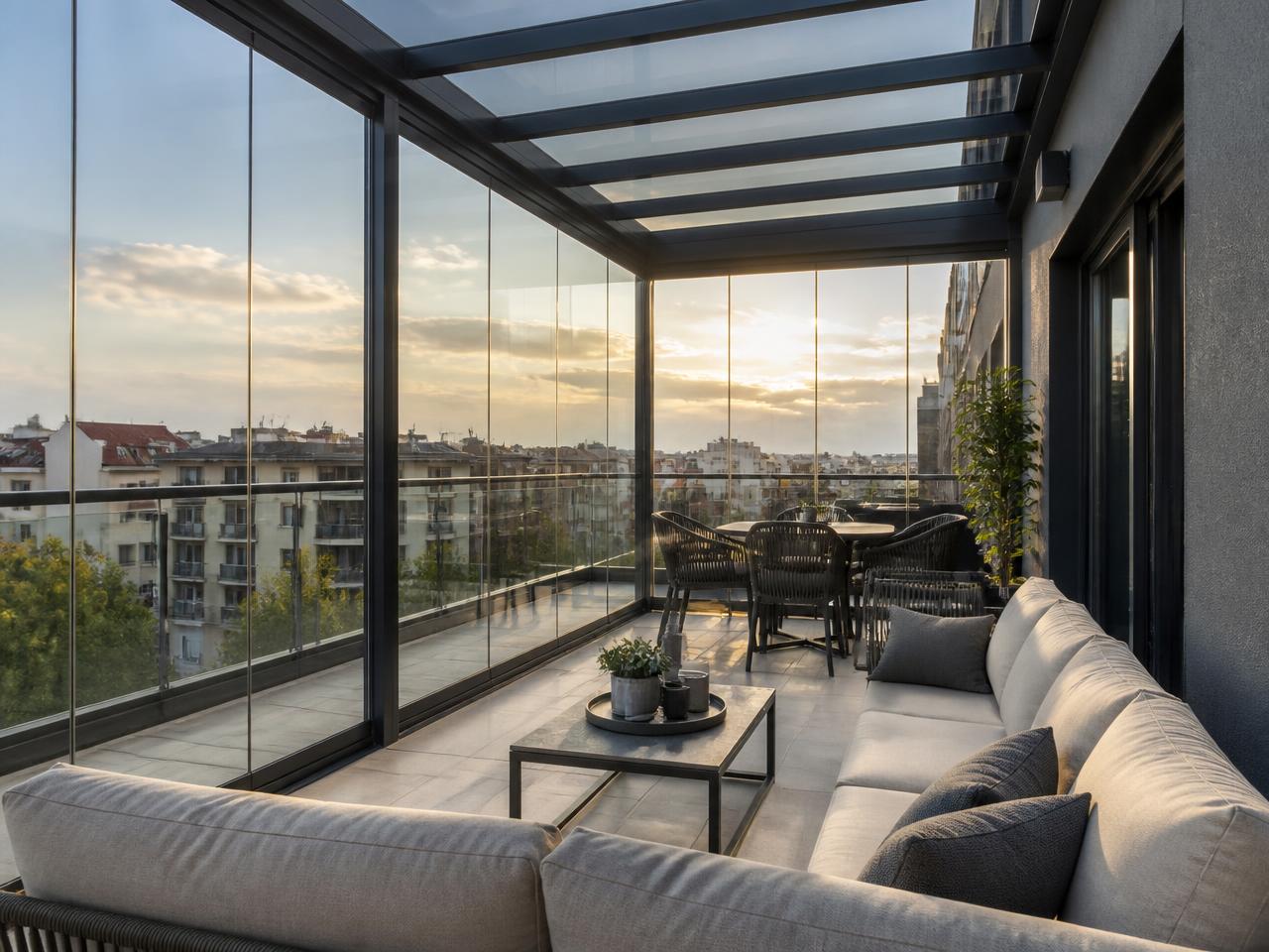 Cerramiento de terraza en aluminio y vidrio