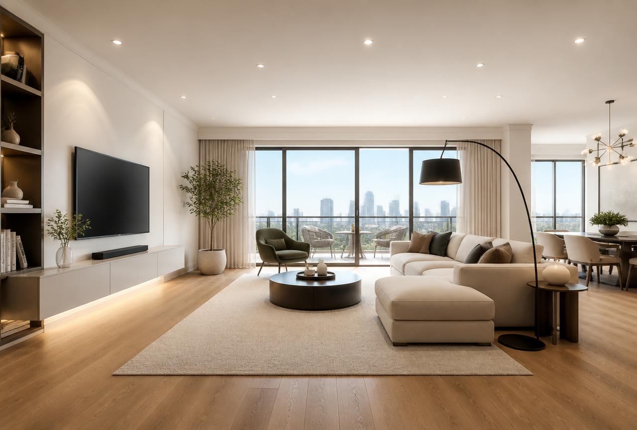 Suelo de madera renovado en el interior de una vivienda