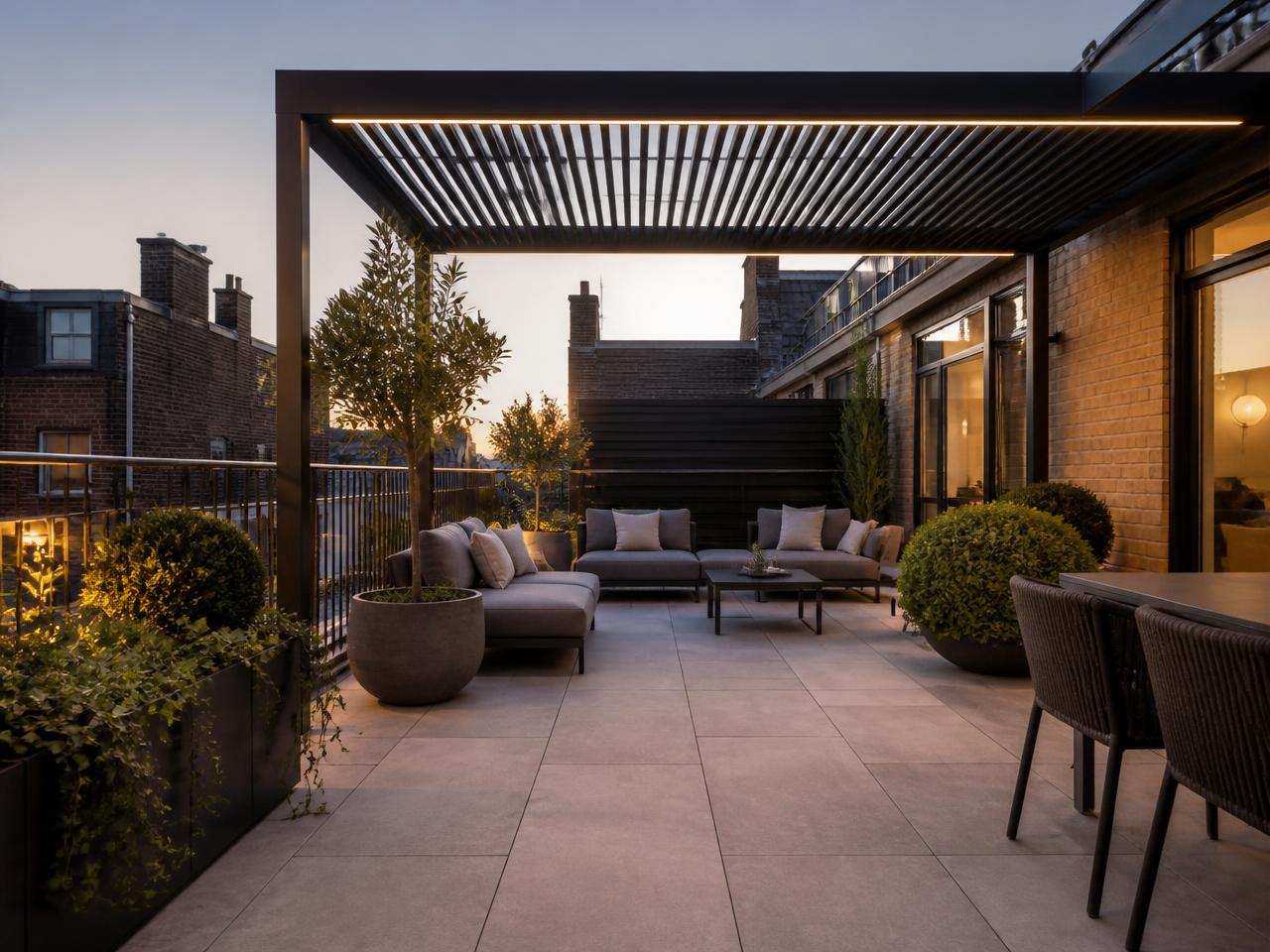 Terraza acondicionada para trabajos de impermeabilización